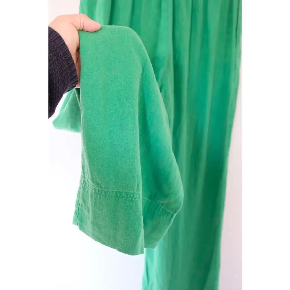 Zara Green Linen Wide Leg Pants Size M Coastal Grandma Vacation Resort Pants